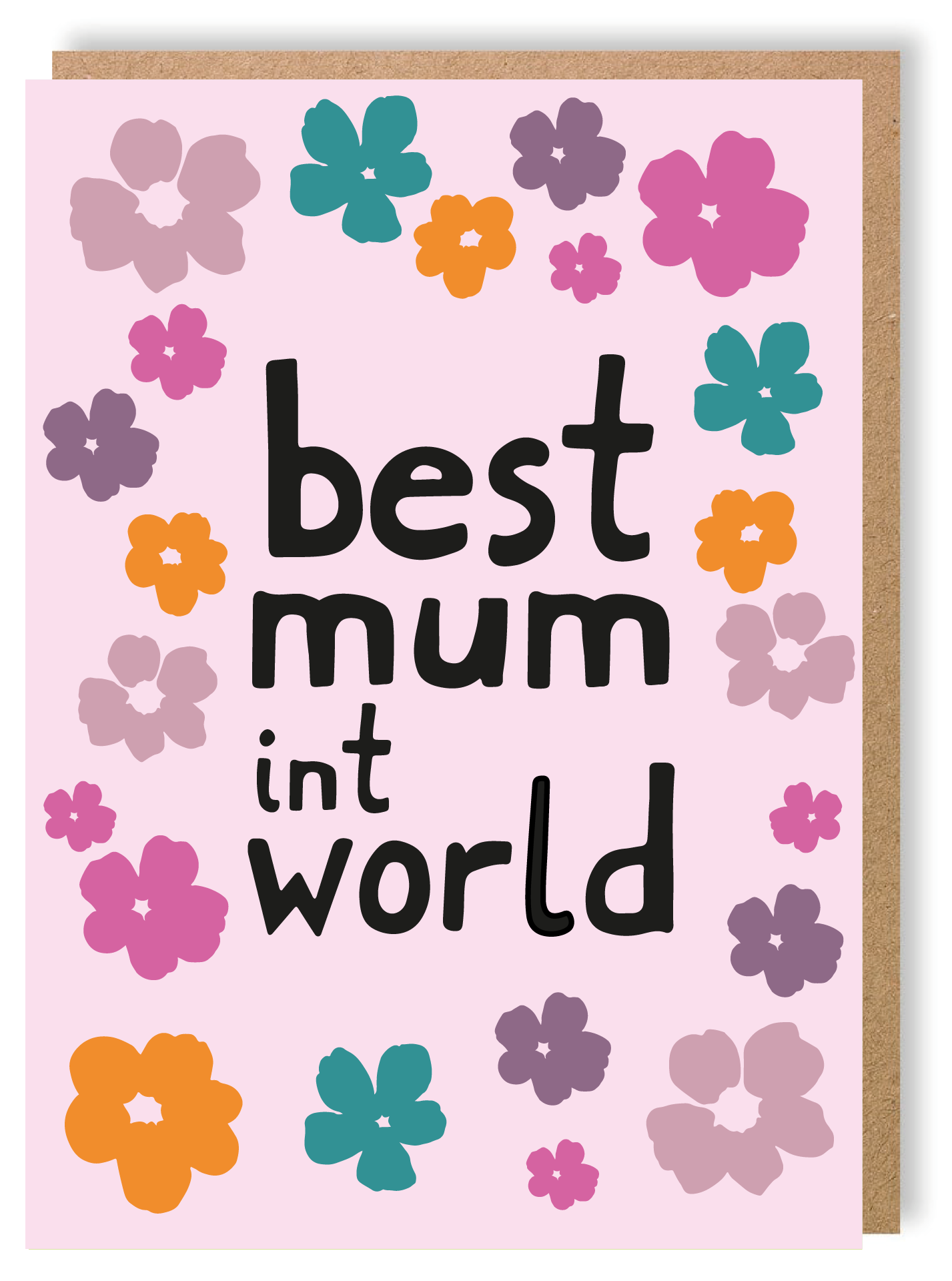 Best Mum Int World Flowers - Greetings Card - LukeHorton Art