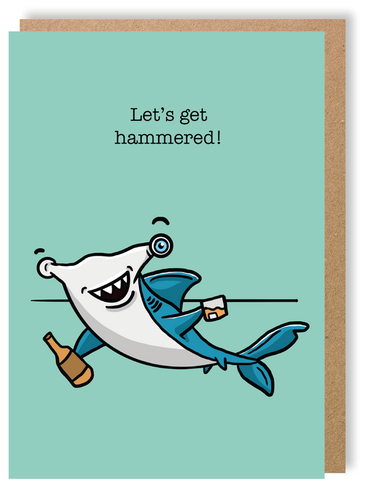 Let’s Get Hammered - Hammerhead Shark - Greetings Card - LukeHorton Art