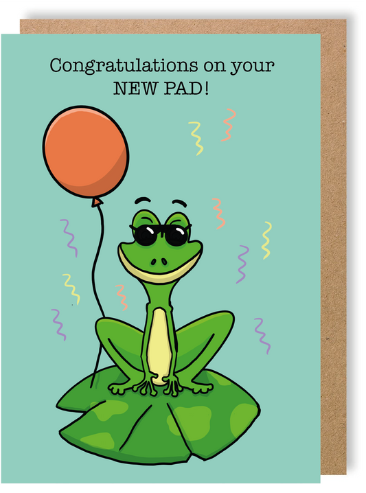 Congratulations On Your New Pad! - Frog - Greetings Card - LukeHorton Art