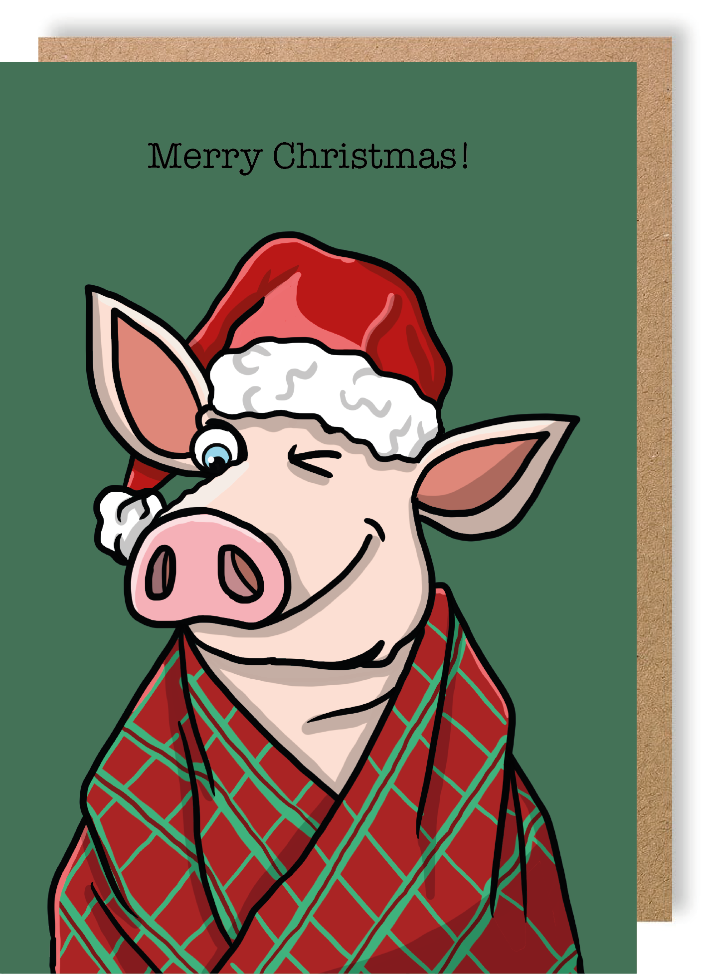Christmas Pig in Blanket - Greetings Card - LukeHorton Art