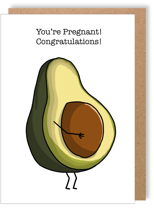You're Pregnant - Avocado - Greetings Card - LukeHorton Art