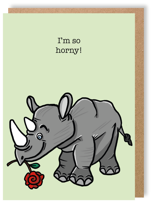 I'm so horny! - Rhino - Greetings Card - LukeHorton Art