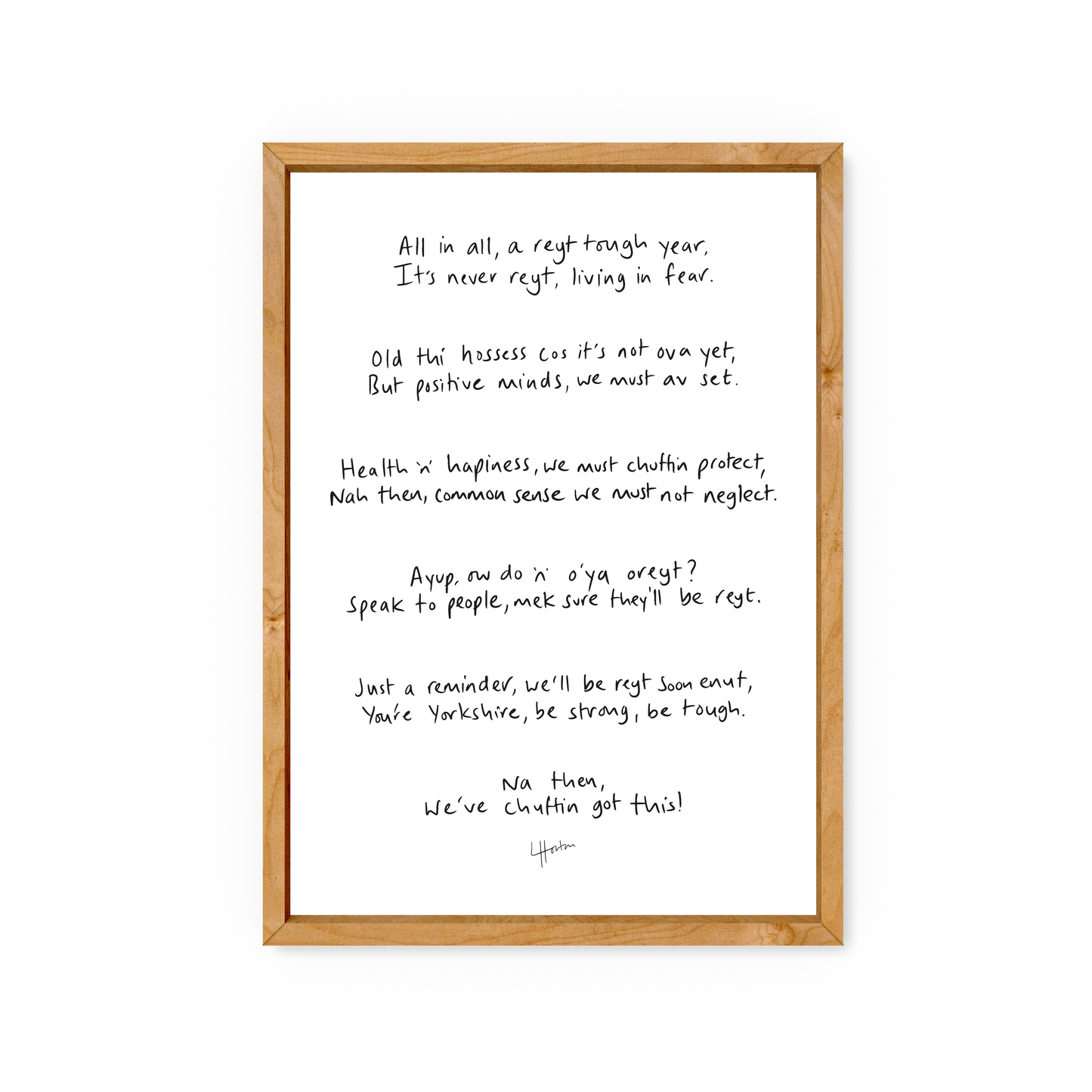 We'll Be Reyt Poem - Yorkshire Slang Poem Print - Luke Horton
